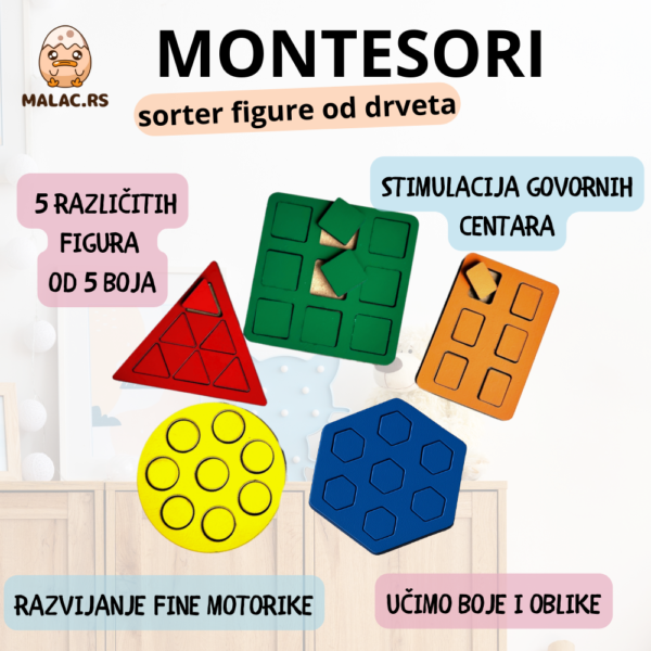 Montesori sorter figure od drveta